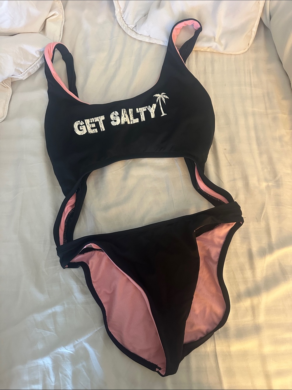 Salt Life Black and Pink One-Piece Swimsuit - "Get Salty"